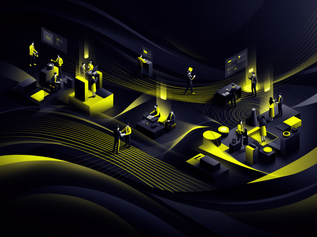 Abstract artwork representing coordinated operators at different scales.
